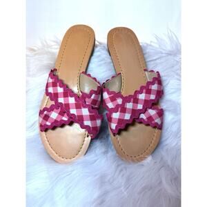Draper James Womens Pink Gingham Piper Flat Sandals Size 7.5